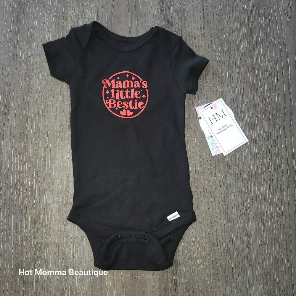 Black Infant Mama's Little Bestie Graphic Onsie 3-6M